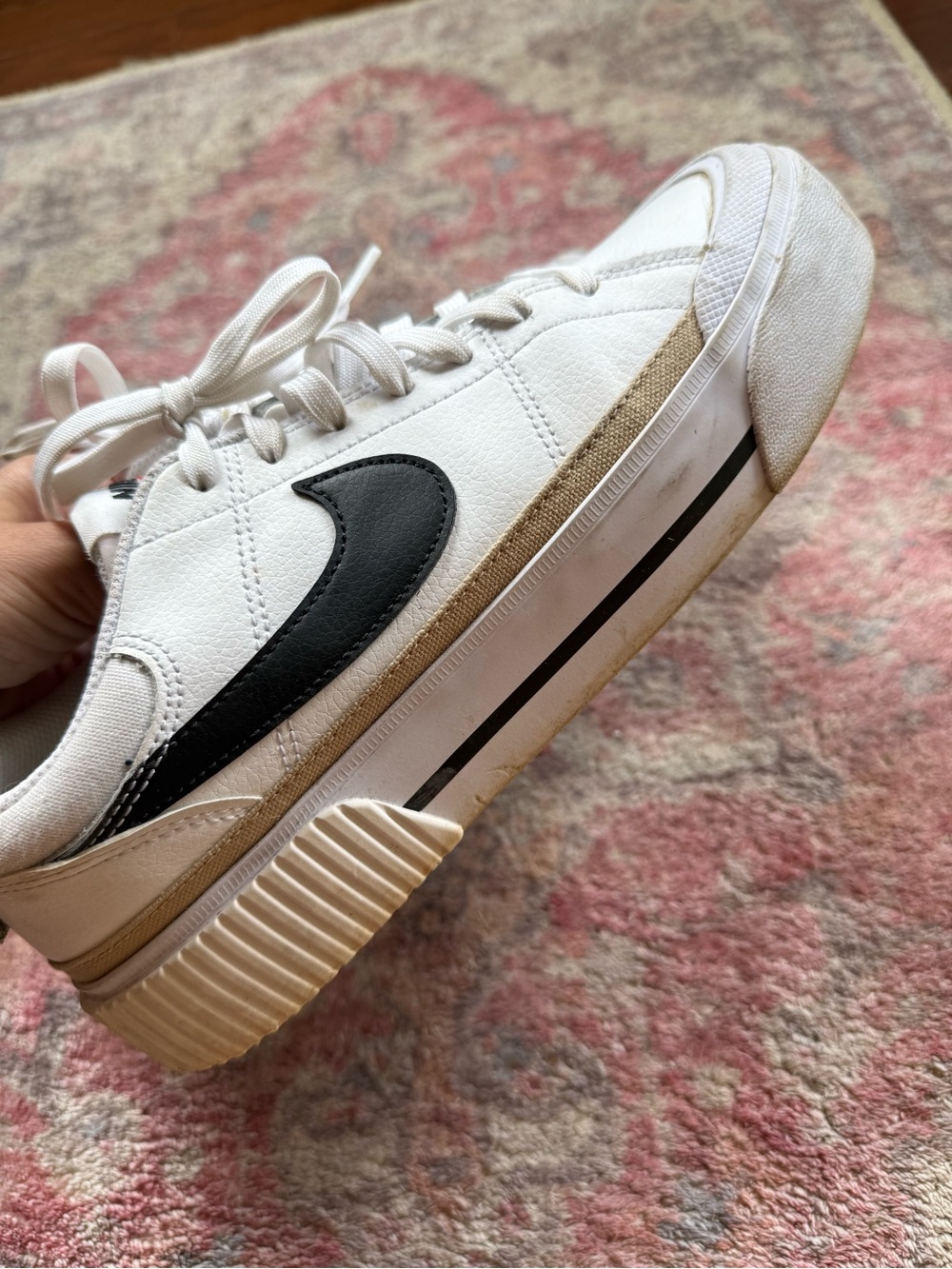 Nike Court Legacy White Black Athletic Shoes Sneakers women 9